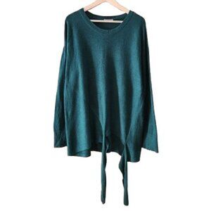 Loft Outlet teal sweater with tie detail